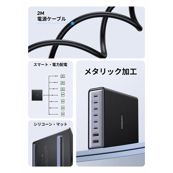 UGREEN Zapix 200W ﾃﾞｽｸﾄｯﾌﾟ急速充電器 8ﾎﾟｰﾄ 65070 | ノジマオンライン