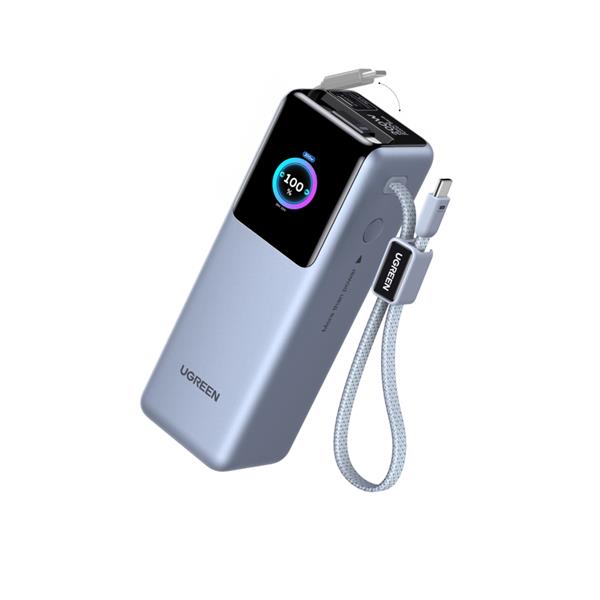 UGREEN 25000mAh 巻き取り式USB-Cｹｰﾌﾞﾙ内蔵 ﾓﾊﾞｲﾙﾊﾞｯﾃﾘｰ 200W 75702B