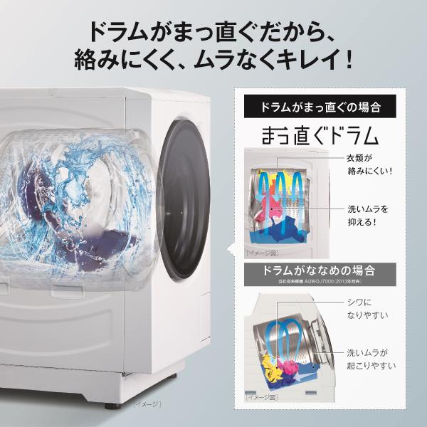 AQUA まっすぐドラム 【洗濯12kg/乾燥6kg/右開き/ホワイト】☆大型配送
