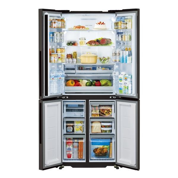 運搬取付無料！ウッドブラック純正AQUA大容量フリーザー搭載冷蔵庫！完動超美品！ 冷蔵庫 ウッドブラック AQR-V37KL-K [368L /4ドア /左開きタイプ