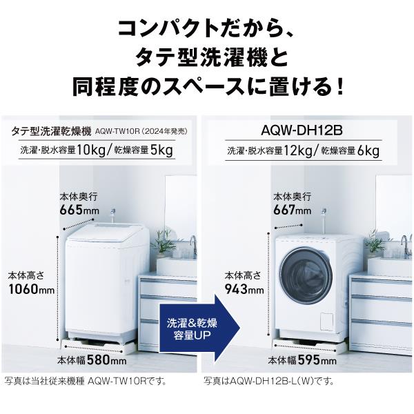 AQUA ドラム型洗濯乾燥機 AQW-DH12B-R-W | ノジマオンライン