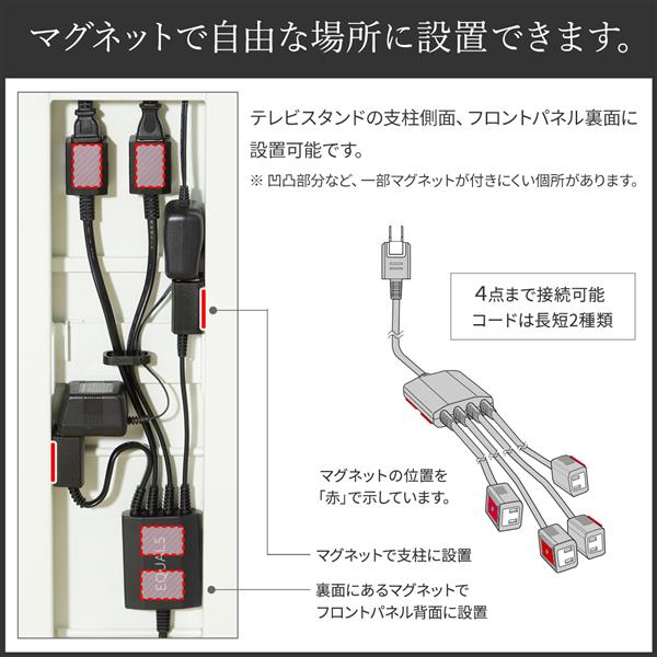 EQUALS WLPS95119 WALL テレビスタンド マグネット付きスマート電源タップ【全タイプ対応】 | ノジマオンライン