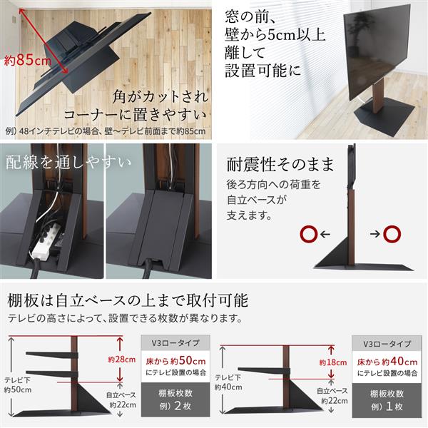 EQUALS WLBS96119 WALL テレビスタンドV3ハイタイプ専用コーナー自立 ...