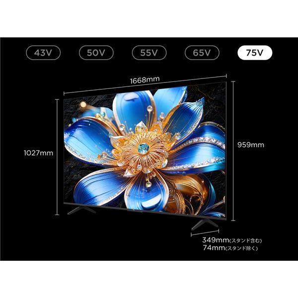 TCL QLED搭載 75型液晶テレビ ☆大型配送対象商品 75T6D | ノジマ
