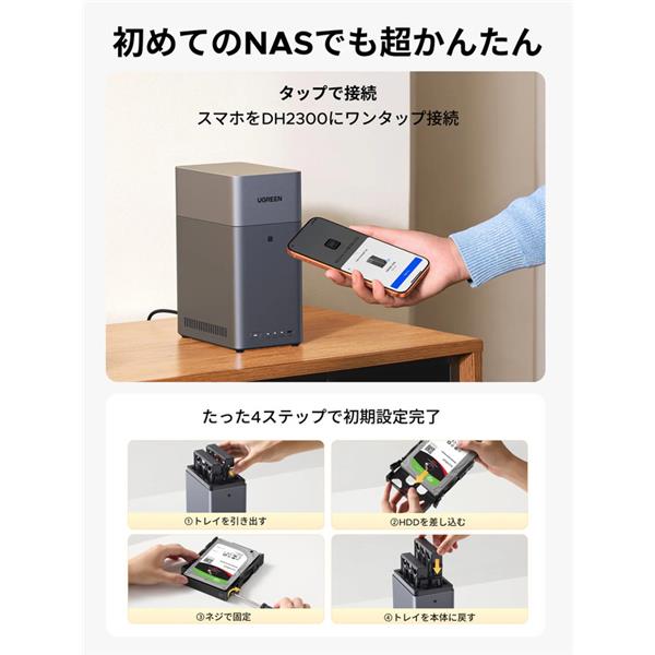 UGREEN NASync DH2300(RK3576、4GB、1GbE) 95682 | ノジマオンライン