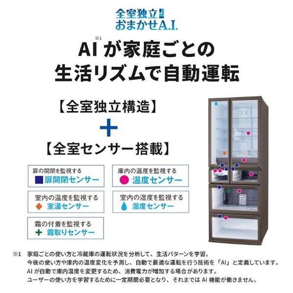 MITSUBISHI MR-MZ49M-W 冷蔵庫 6ドア 観音開き 485L グランド