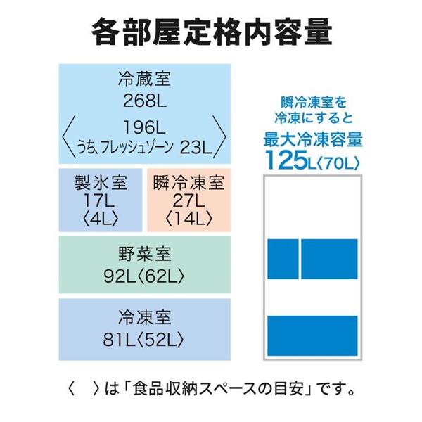 MITSUBISHI MR-MZ49K-W 冷蔵庫【5ドア/観音開き/485L/グランド