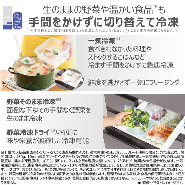 TOSHIBA 冷蔵庫 VEGETA 6ドア 観音開き 462L サテンゴールド ☆大型