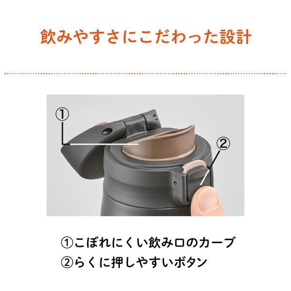 タイガー 真空断熱ボトル【880ml/保冷保温/ワンプッシュ/エボニー