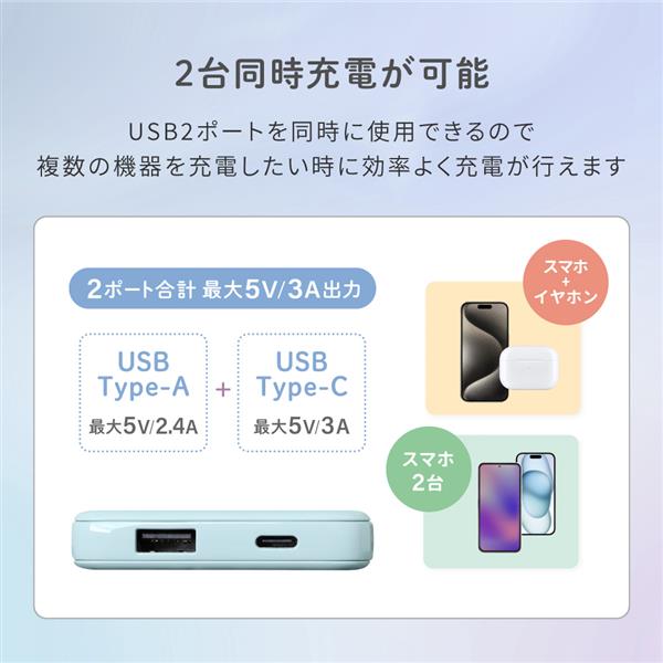 オウルテック 5000mAh モバイルバッテリー アイスミントブルー OWL