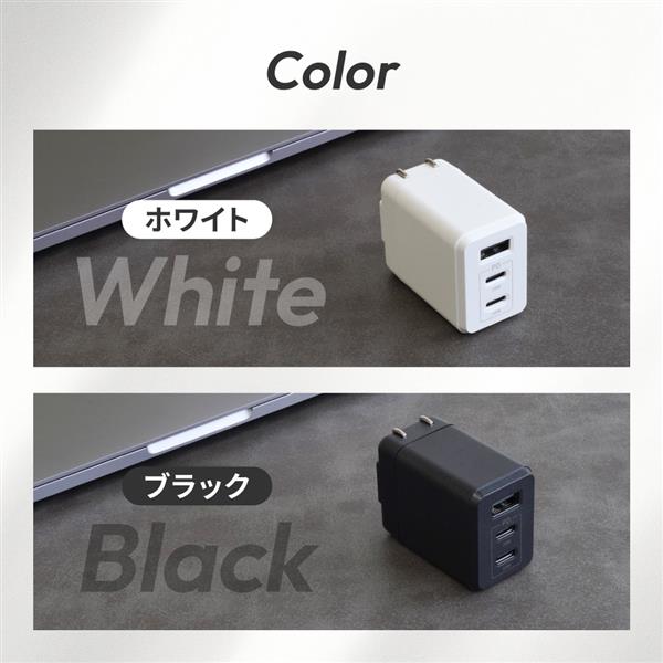 オウルテック USB C×2 A×1 AC充電器 ブラック OWL-APD65C2A1GS-BK