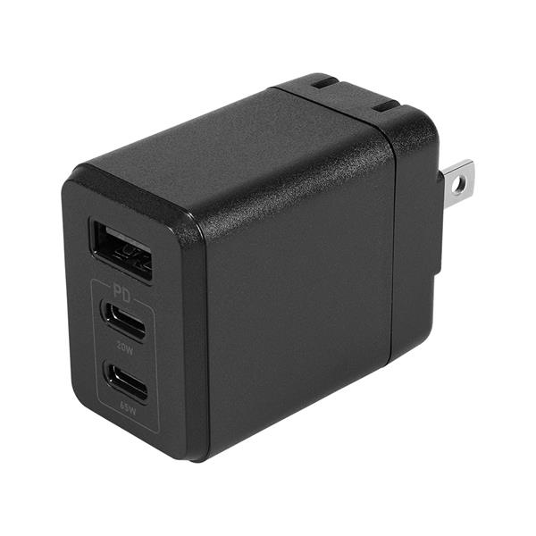 オウルテック USB C×2 A×1 AC充電器 ブラック OWL-APD65C2A1GS-BK