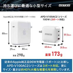 ADTEC PD充電器/100W/AC2/BK/ソフトU2ケーブル APD-V100AC2-BK-SCU2