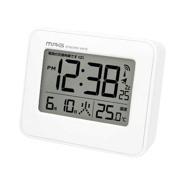ナルミ電波置き時計 ノウァ未使用品 MAG 電波目覚まし時計[カレンダー/アラーム/スヌーズ/ライト] T799WHZ