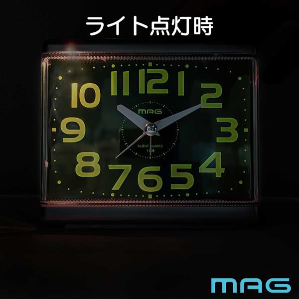 MAG 目覚まし時計[連続秒針/電子音アラーム/ライト/スヌーズ/集光文字