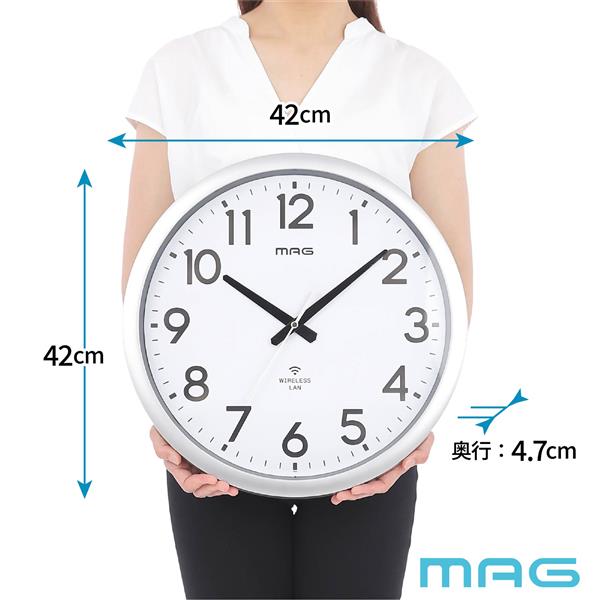 MAG 無線LAN大型掛時計[直径約42㎝/WI-FI/オフィス/大型] W824SMZ