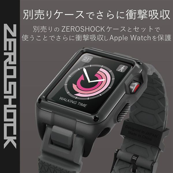 ELECOM AW-42BDZEROBK Apple Watch バンド Series 7/6/5/4/3/2/1、SE対応 45mm 44mm  42mm 耐衝撃 TPU ZEROSHOCK ブラック | ノジマオンライン