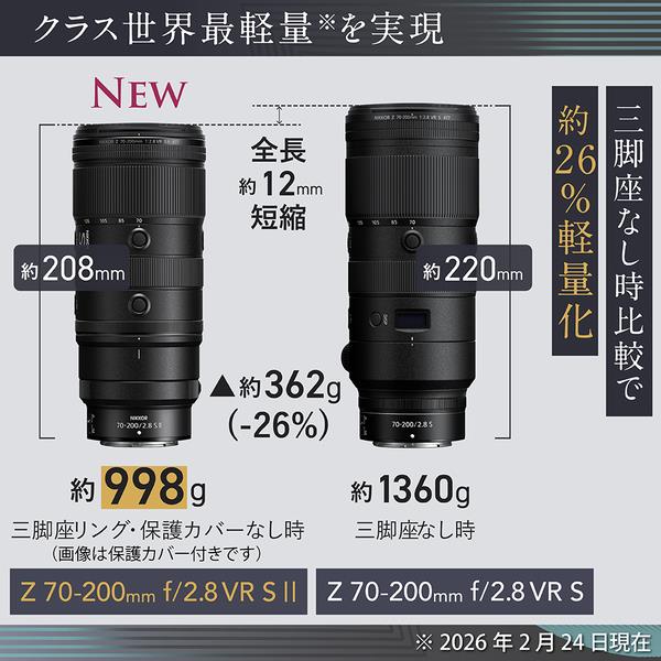 Nikon ズームレンズ NIKKOR Z 70-200mm f/2.8 VR S II NZ70-200-28-2
