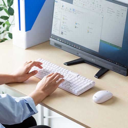サンワサプライ マウス付きワイヤレスキーボード（ホワイト） SKB