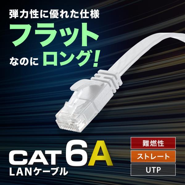 サンワサプライ カテゴリ6AフラットLANケーブル（ホワイト・20m） KB
