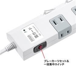 SANWA SUPPLY TAPSP2110SW3 節電タップ【3m/10個口/2P/雷ガード付