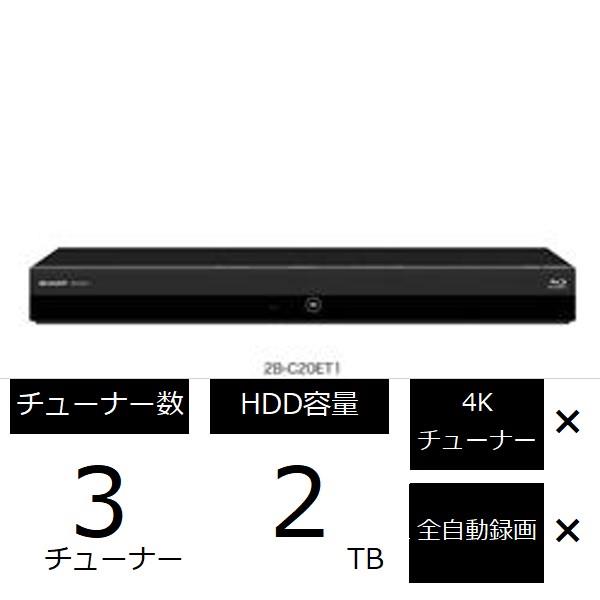 新品即納★保証付きシャープブルーレイレコーダー2B-C20ET1 2TB