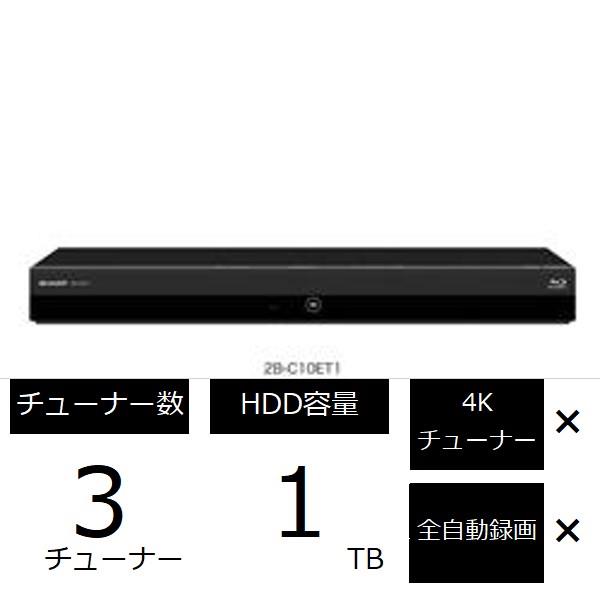 SHARP 2B-C10ET1 ブルーレイレコーダー AQUOS(アクオス)【2022年モデル 