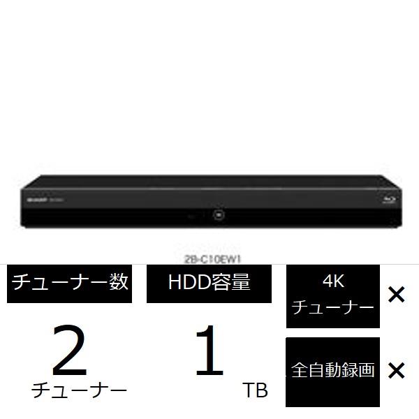 シャープ2B-C10BW1/実動19年製/二番組同録可/1TB/新リモ付/ドラ丸〇メーカー機種特徴など