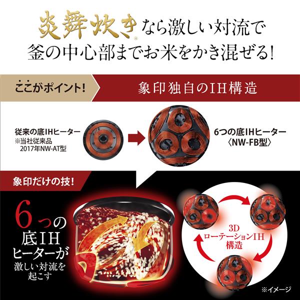 ZOJIRUSHI NWFB10-BZ 圧力IH炊飯ジャー【炎舞炊き/5.5合/豪炎かまど釜 