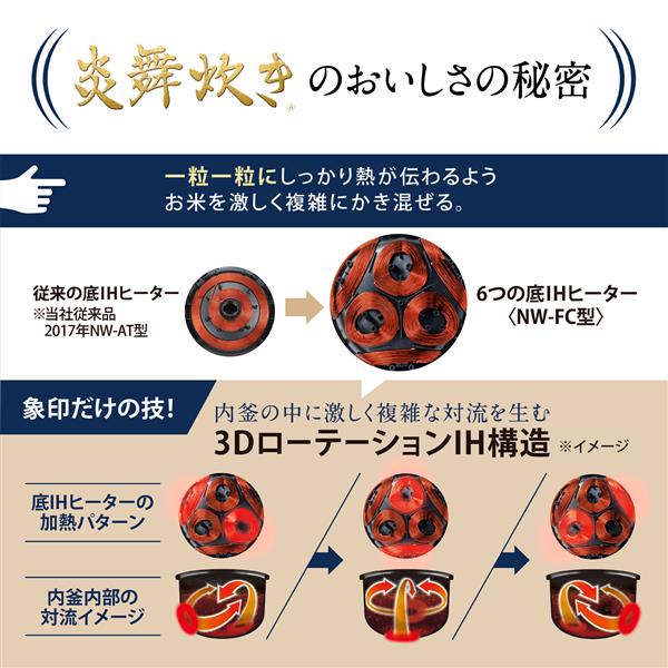 ZOJIRUSHI NW-FC10-BZ 圧力IH炊飯ジャー 炎舞炊き 5.5合炊き 濃墨 | ノジマオンライン