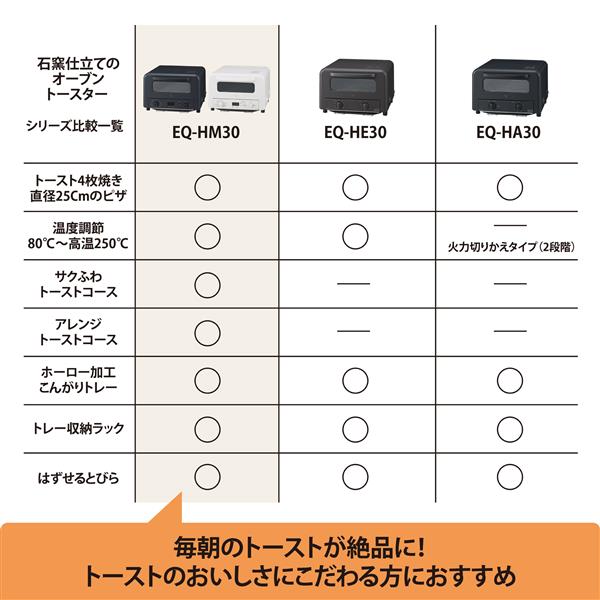 象印 オーブントースター 4枚焼き マイコン 1300W ホワイト EQHM30-WA