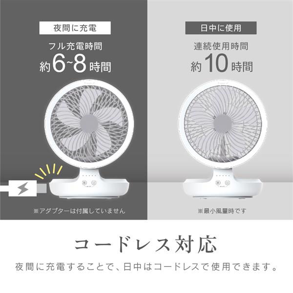 ZEPEAL DJS-E314P 充電式DCサーキュレーター【充電式/左右自動首振り/4段階風量切替/壁掛け可能/間接ライト/ホワイト】 |  ノジマオンライン