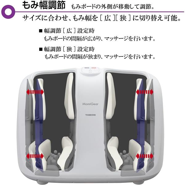 THRIVE MD-6115 フットマッサージャー もみギア【3つのモード/幅調整機能/オートタイマー付き/ホワイト】 | ノジマオンライン