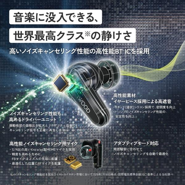KENWOOD ワイヤレスイヤホン GLASS Core [ノイズキャンセリング/ガラス
