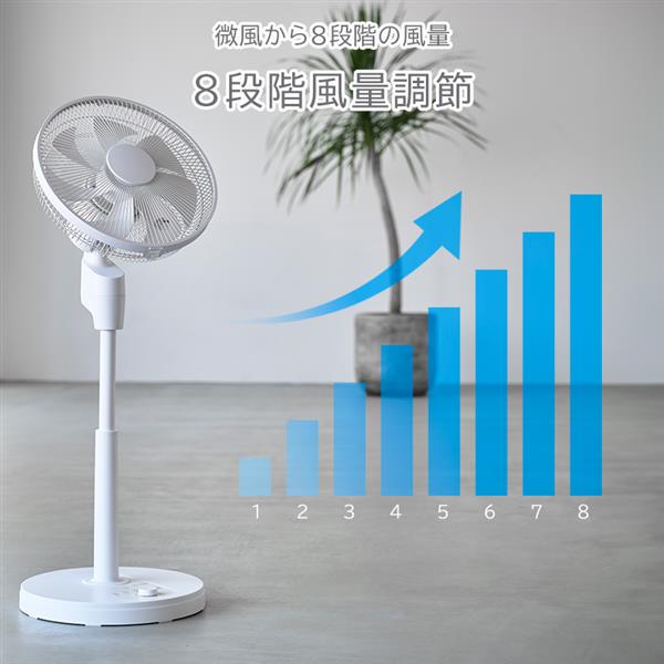 ユアサプライムス 上向きDC扇風機【7枚/左右自動/リモコン有