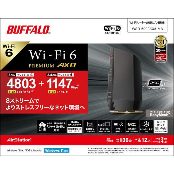 BUFFALO WSR6000AX8MB 無線LAN親機 11ax/ac/n/a/g/b 4803+1147Mbps 