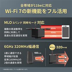 BUFFALO Wi-Fi 7(11be)対応トライバンドWi-Fiルーター 5764+2882+