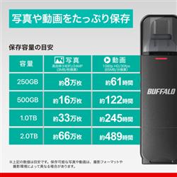 BUFFALO Type-C/Type-A両対応 スティック型SSD SSD-SD500U3-BA