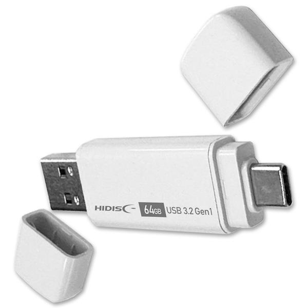 HIDISC Type-C/USB-A対応 USBメモリ 3.2 Gen1 64GB HDUF148C64G3C