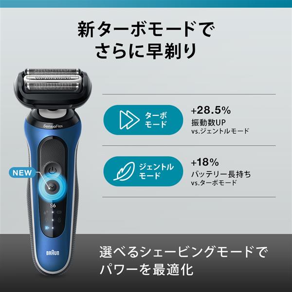 BRAUN 62-B7200CC メンズシェーバー シリーズ6【3枚刃/充電式/アルコール洗浄システム/お風呂剃り/ブルー】 | ノジマオンライン