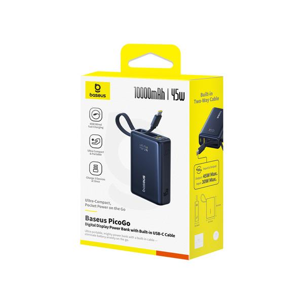 ベースアス PicoGo モバイルバッテリー 45W 10000mAh USB-Cケーブル