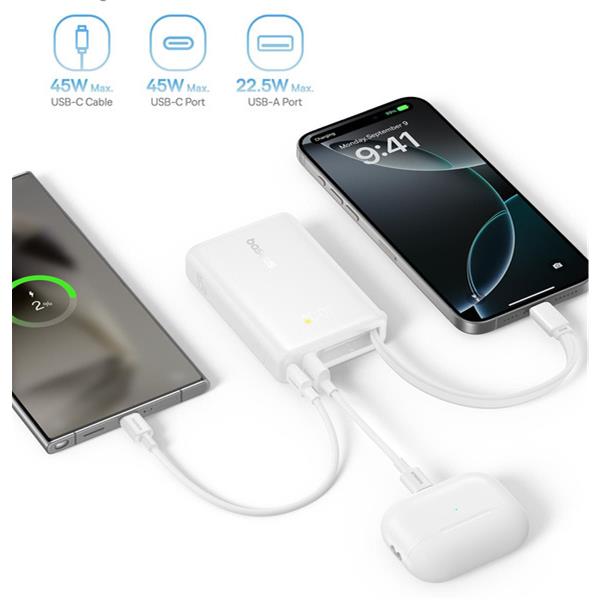 ベースアス PicoGo モバイルバッテリー 45W 10000mAh USB-Cケーブル