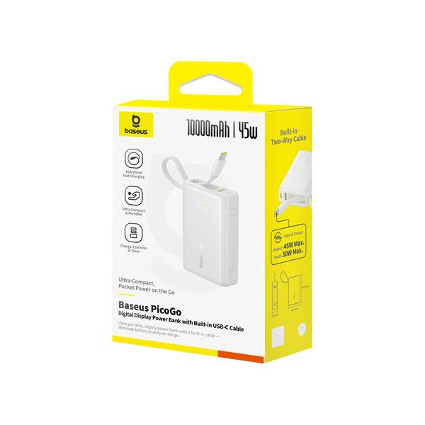 ベースアス PicoGo モバイルバッテリー 45W 10000mAh USB-Cケーブル