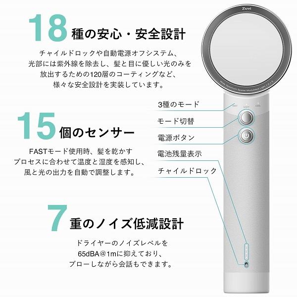 Zuvi HA100 光ヘアケア コードレスドライヤー Zuvi Halo （ズーヴィ ...