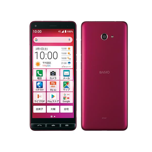 SIMフリー 本体 BASIO 4 KYV47-u 32 GB 243J レッド KYOCERA 【Bランク中古品】 SIMロック解除済 AU BASIO4 32 GB ワイン